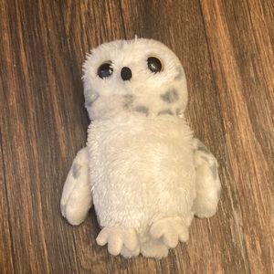 White with grey spotted owl plushie